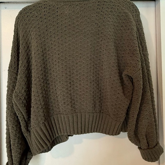 Pink Rose Olive Green Cropped Women's Cardigan, Large, EUC - Picture 6 of 6